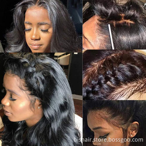 BIS Hair 13x1 T Front Lace Wig Brazilian Wave Real Human Hair Wig For Women 150% Density Natural Black Hair Wholesaler Discount